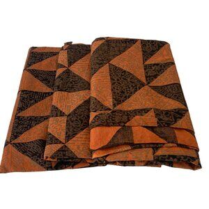 Fabric irregular Print Remnants Triangles Orange Black Quilting Material 3 piece